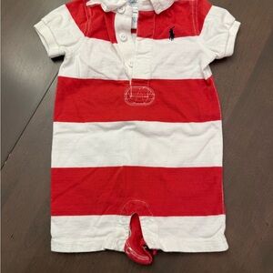 Ralph Lauren Red and White Polo Romper